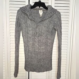 Juniors Women's sz S Hooded Cable Knit Sweater